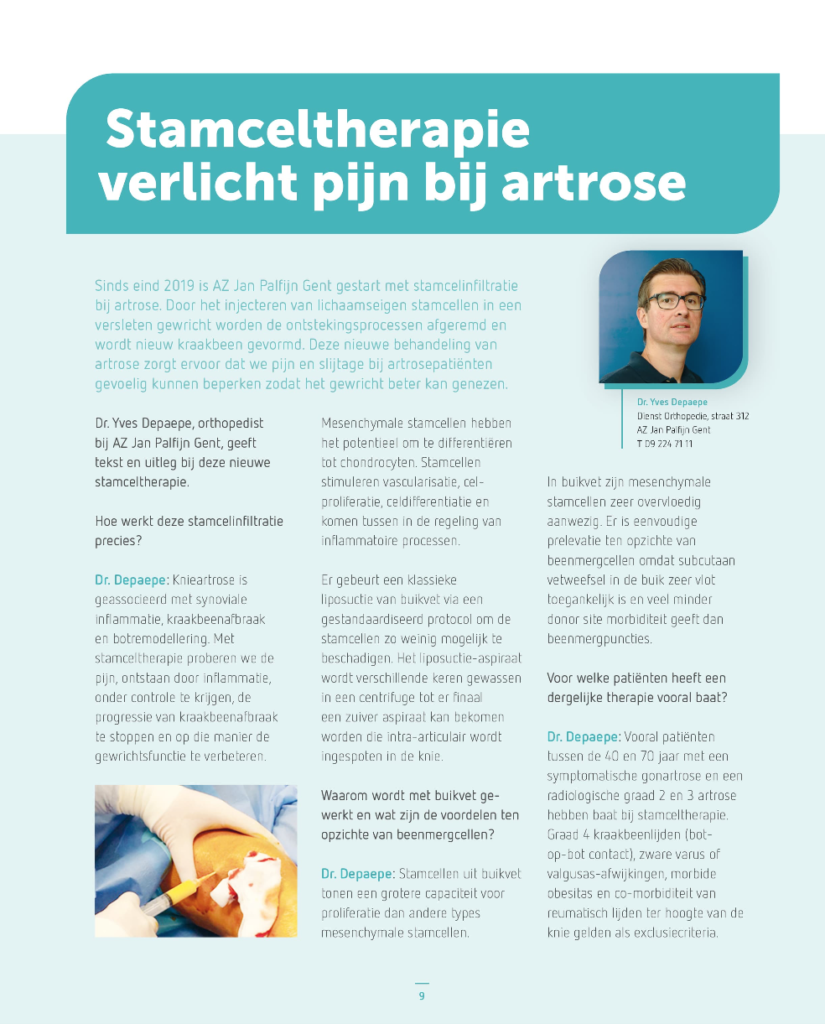 Stamceltherapie verlicht pijn bij artrose